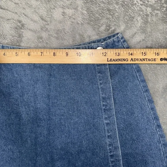 VTG Disney Store Mickey Mouse Embroidered Paisley Wrap Skirt Denim Size S - Picture 10 of 11